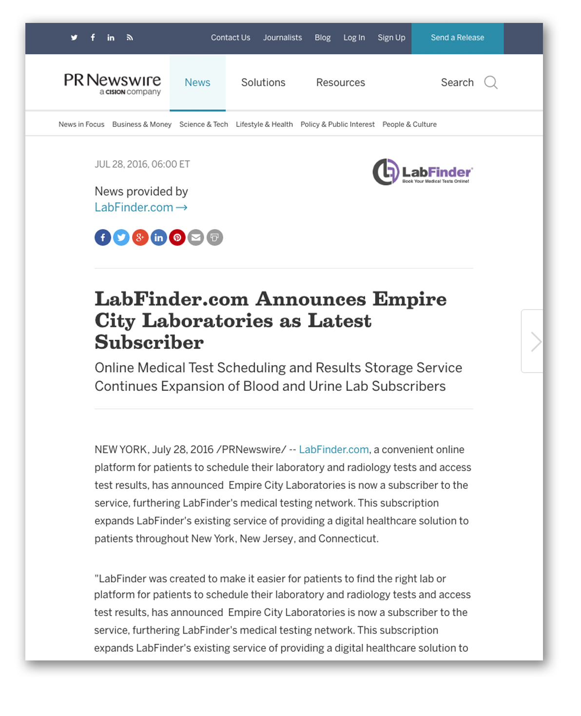 Press LabFinder